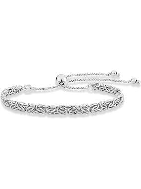 Adjustable 925 Sterling Silver Byzantine Bracelet for Women - Elegant Jewelry